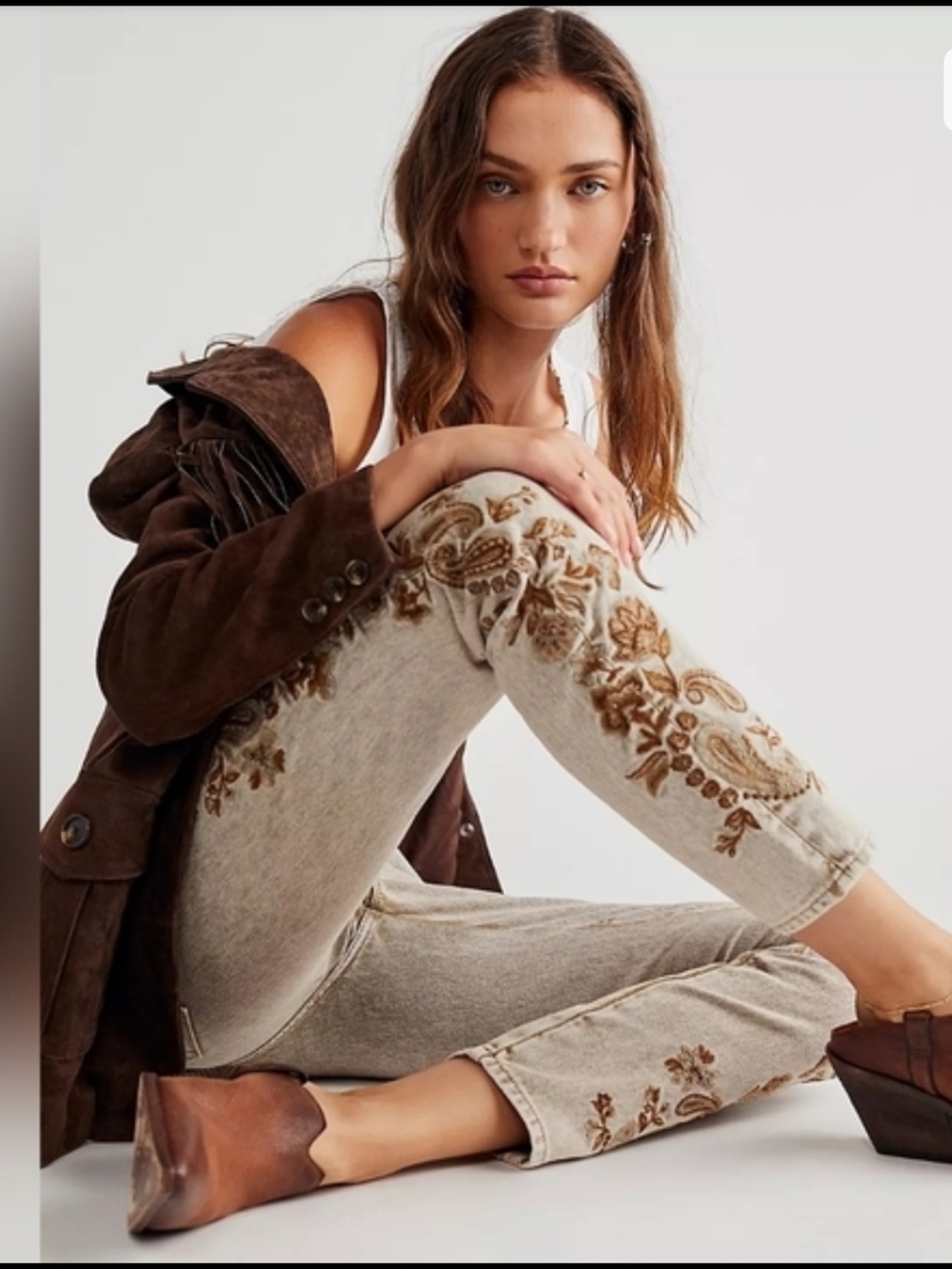Driftwood Jackie High Rise Embroidered Floral Denim Jeans